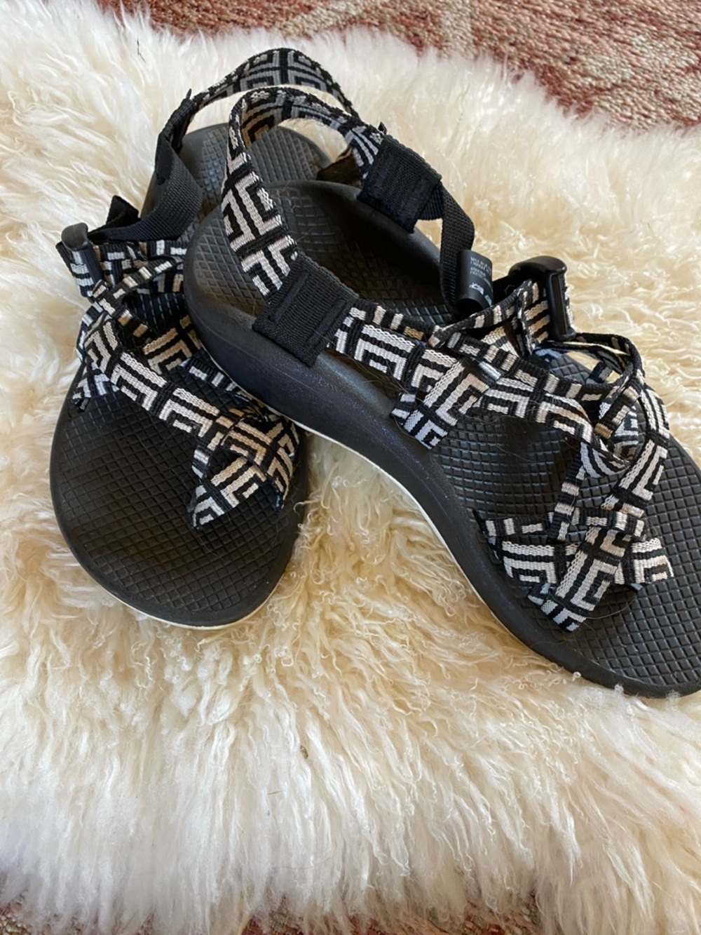 Chaco Women's Black & White Geometric Strap Sandals